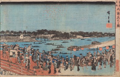 Vuurwerk bij Ryogoku door Utagawa II Hiroshige