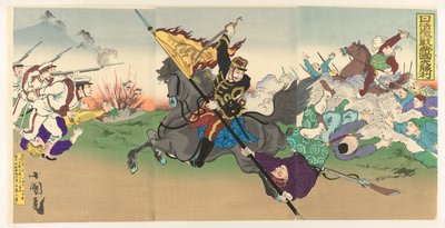 De grootse keizerlijke overwinning van de heftige Eerste Chinees-Japanse Oorlog door Utagawa Kokunimasa
