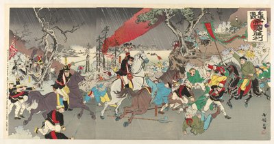 Grootse overwinning van het Japanse keizerrijk bij de heftige strijd bij Pyongyang door Utagawa Kokunimasa