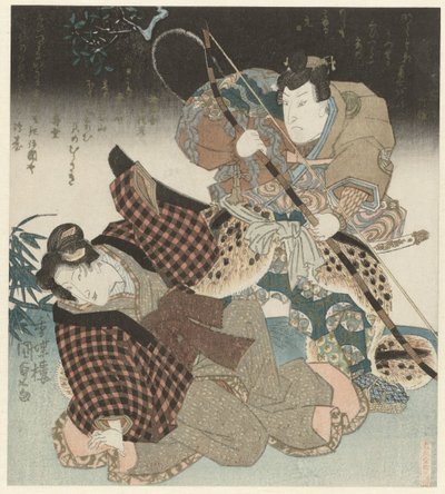 Een man en een vrouw in een gevecht door Utagawa Kunisada (I)