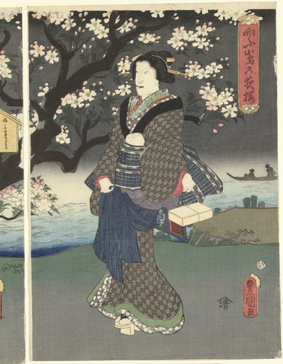 Avond wandeling langs de rivier door Utagawa Kunisada (I)