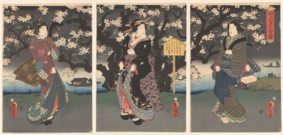 Avondwandeling langs de rivier door Utagawa Kunisada (I)
