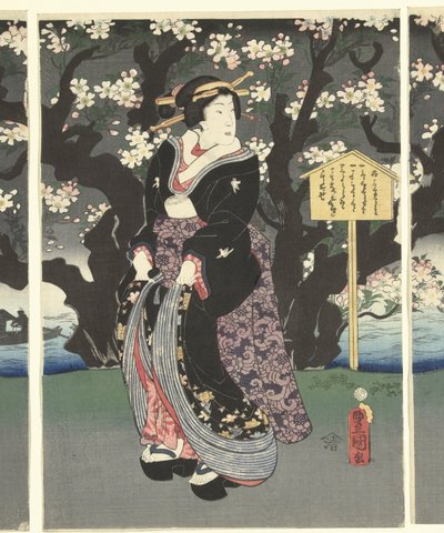 Avondwandeling langs de rivier door Utagawa Kunisada (I)