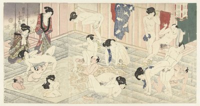 Badhuis in Hakone door Utagawa Kunisada (I)