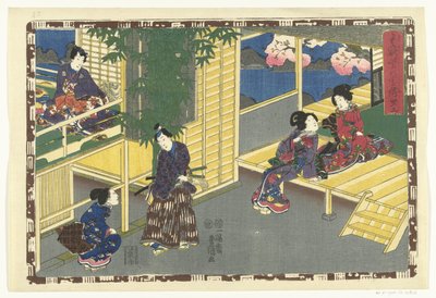Hoofdstuk 43 (serie titel: Getrouwe afbeeldingen van de Schitterende Prins) door Utagawa Kunisada (I)