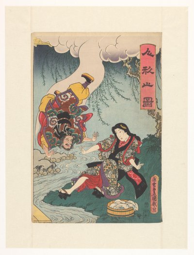 Onsterfelijke vallend van een wolk door Utagawa Kunisada (I)