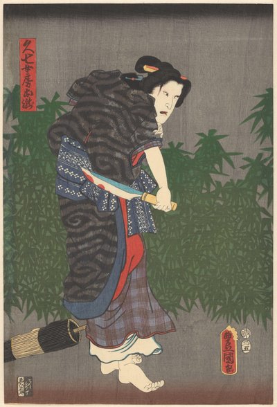 Otaki met bebloed mes in haar handen door Utagawa Kunisada (I)