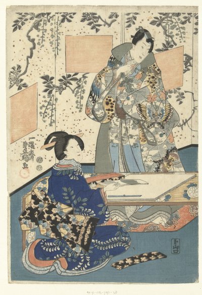 Prins Genji en hofdame door Utagawa Kunisada (I)