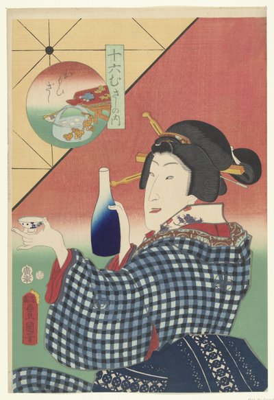 Sake fles en kopje door Utagawa Kunisada (I)
