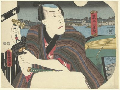 Samoerai bij rivier door Utagawa Kunisada (I)
