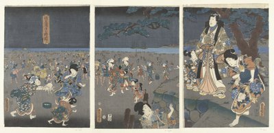 Schelpen rapen op het strand van Akashi door Utagawa Kunisada (I)