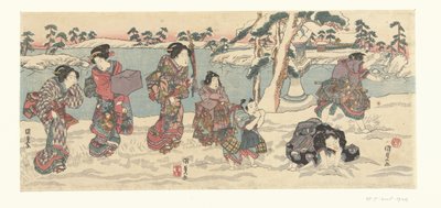 Sneeuwballen gooien door Utagawa Kunisada (I)