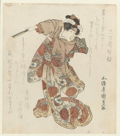 Vrouw met waaier in haar hand door Utagawa Kunisada (I)