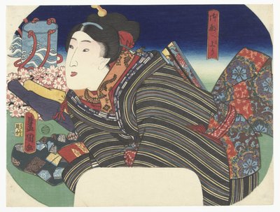 Vrouw met waterpotten door Utagawa Kunisada (I)