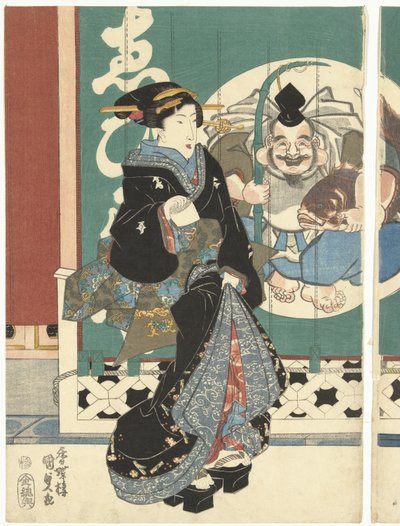 Vrouwen bij de Ebisuya winkel door Utagawa Kunisada (I)