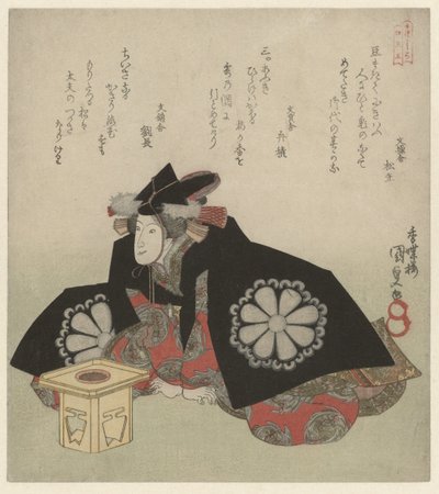 Vrouw zittend voor een offerstandaard door Utagawa Kunisada (I)