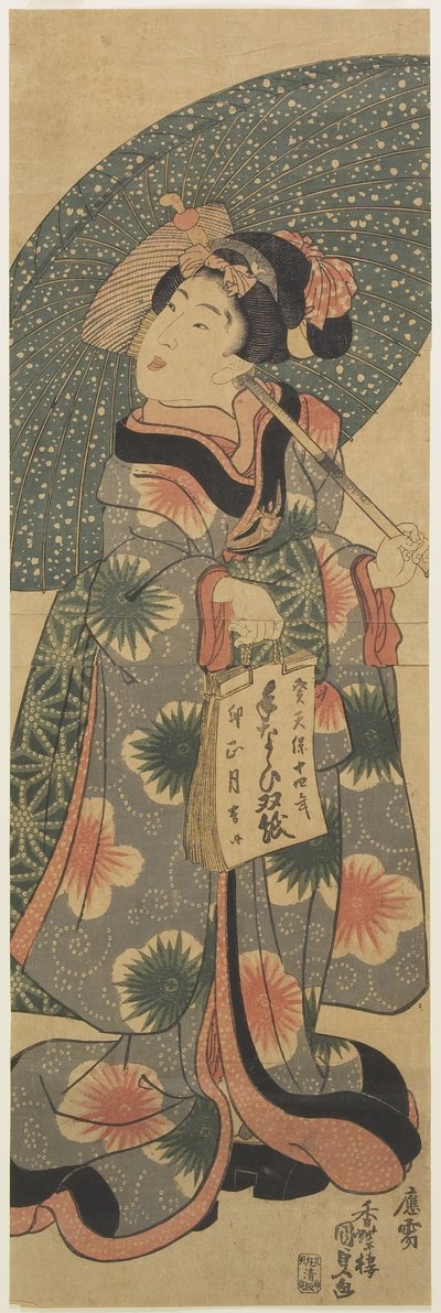 Meisje met een Schrijfboek door Utagawa Kunisada