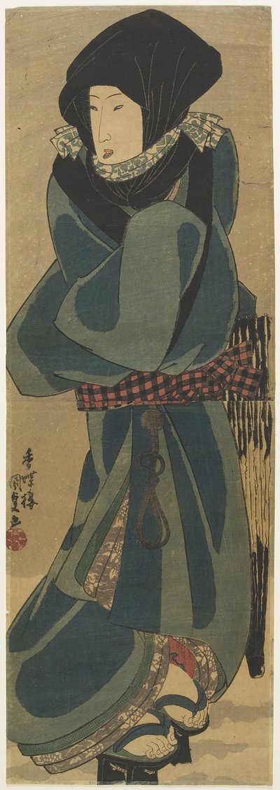 (Vrouw in Mantel en Kap), c. 1830-1844 door Utagawa Kunisada