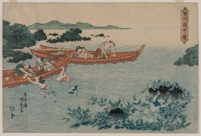 Abalone Duikers voor de Kust van Ise, uit een Ongetitelde Landschapsserie door Utagawa Kunisada