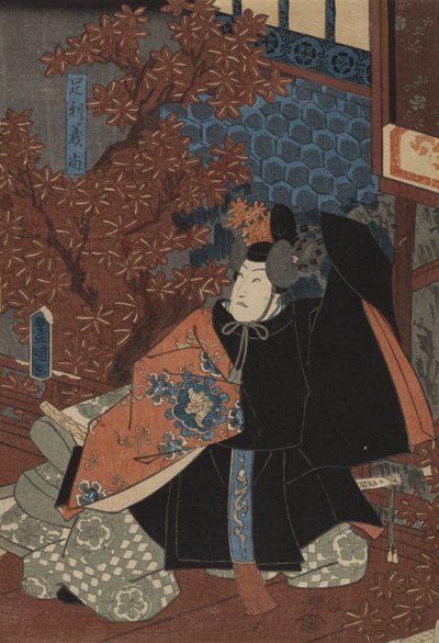 Ashikaga Yoshihisa in Higashiyama Sakura Soshi door Utagawa Kunisada