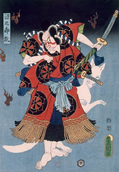 Bando Kamezo als Yokawa Kakuhan in een Scène uit Sembonzakura, pub. 1856 door Utagawa Kunisada