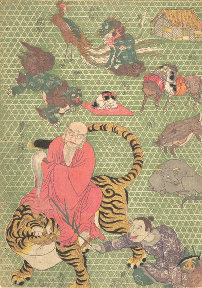 Mandenvlechtwerk: door de ambachtsman Ichida Shoshichiro van Naniwa Kagozaiku, 1819 door Utagawa Kunisada