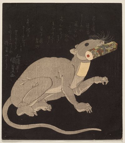 Ichikawa Danjūrō VII in een rattenkostuum, met een magische rol door Utagawa Kunisada