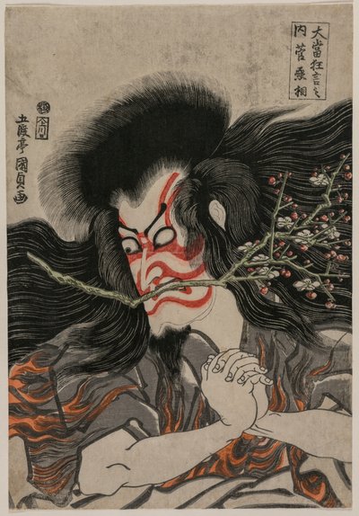 Ichikawa Danjuro VII als Kan Shojo in de Mt. Tenpai scène, uit de serie Beroemde Kabuki-stukken door Utagawa Kunisada