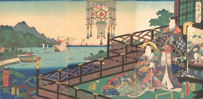 Mitsuuji in het Maruyama Plezierdistrict van Nagasaki Nagasaki dejima, 3e maand, 1861 door Utagawa Kunisada