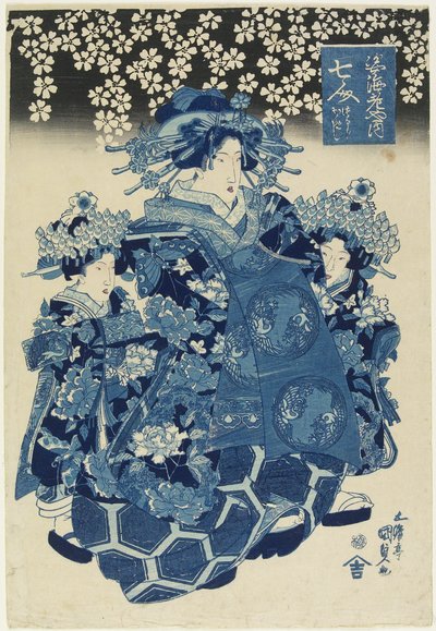 Een van de Zeven Mooie Courtisanes van het Ebiya Huis, c. 1808-1829 door Utagawa Kunisada
