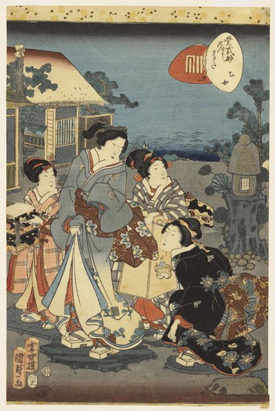 Scène uit het Verhaal van Genji door Madame Murasaki, 1856 door Utagawa Kunisada