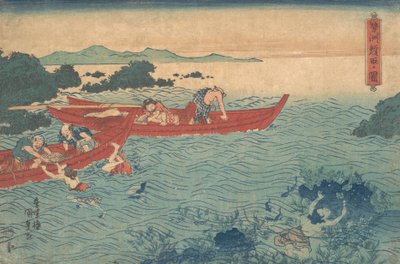 Seishu Awabi-tori no Zu, ca. 1840 door Utagawa Kunisada