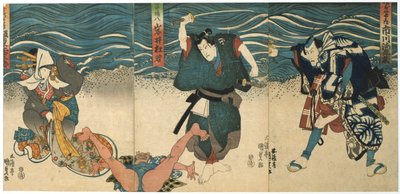 Theaterscène, 1844 door Utagawa Kunisada