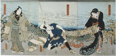 Theaterscène, 1844 door Utagawa Kunisada