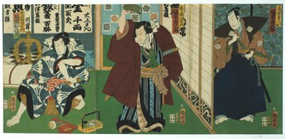 Theaterscène, 1844 door Utagawa Kunisada