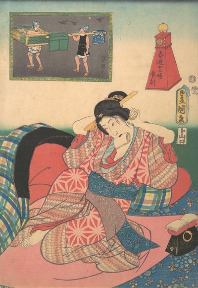 Twaalf uren van lentegenot: Uur van de Draak, 19e eeuw door Utagawa Kunisada