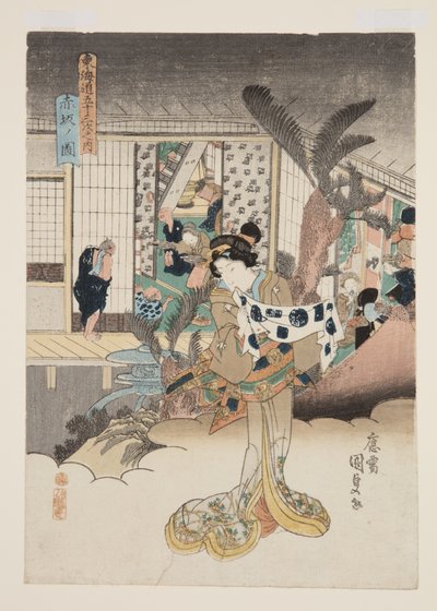 Uitzicht op Akasaka door Utagawa Kunisada