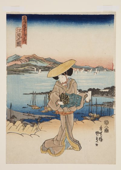 Uitzicht op Ejiri door Utagawa Kunisada