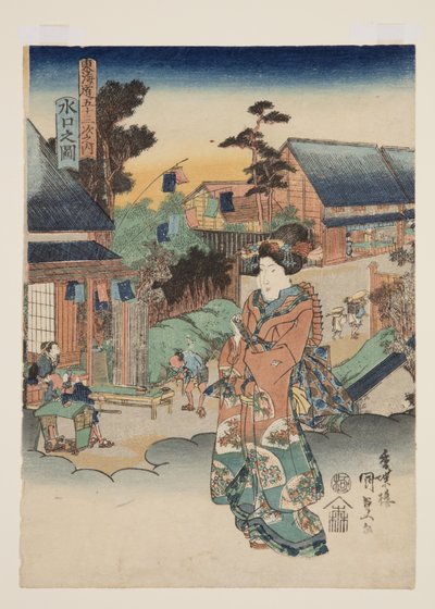 Uitzicht op Minakuchi door Utagawa Kunisada