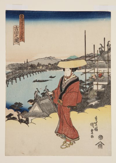 Uitzicht op Yoshida door Utagawa Kunisada
