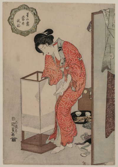 Vrouw Dooft Een Licht (uit de serie Moderne Gebruiken: Vorst Onder de Sterren) door Utagawa Kunisada