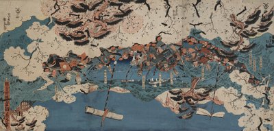 Gedichten schrijven bij het Nakoso douanehuis door Utagawa Kunisada III