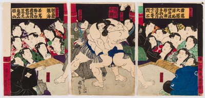 Gevecht van sumoworstelaars door Utagawa Kuniteru