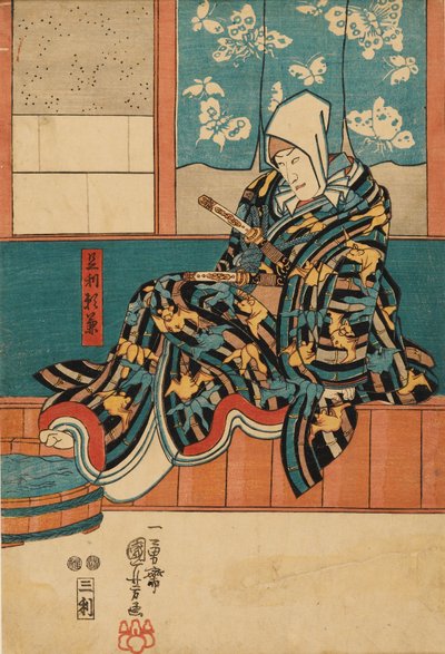 Een Acteur zittend op de Rand van het Podium, 1798-1861 door Utagawa Kuniyoshi