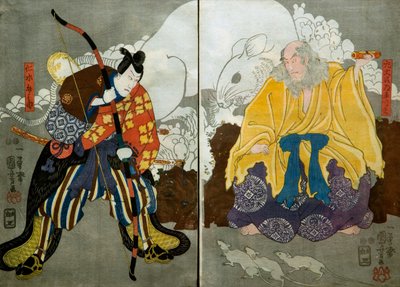 Bando Hikosaburo III als Geest van de Minister van links door Utagawa Kuniyoshi