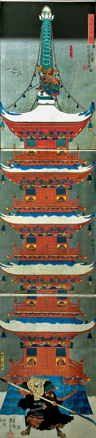 Slag op de berg Yoshino (Yoshinoyama kassen), ca. 1851 door Utagawa Kuniyoshi