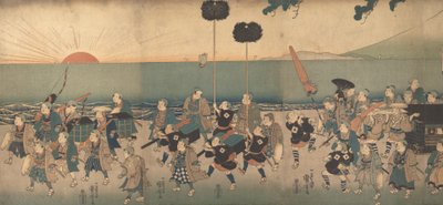 Jongens die een Daimyo Processie Naspeelden door Utagawa Kuniyoshi