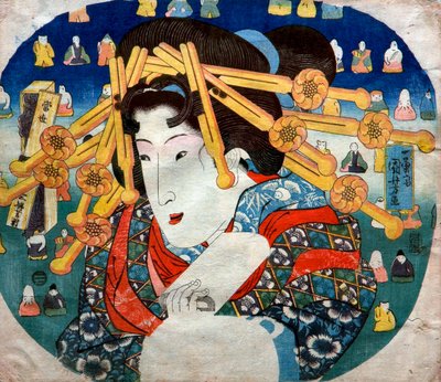 Courtisane Serie: Moderne Drie Moeilijkheden voor Vrouwen (Tōsei sanpukutsui), ca.1833 door Utagawa Kuniyoshi