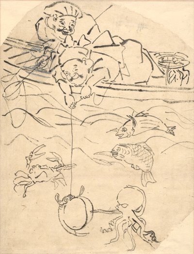 Daikoku en Ebisu, twee van de zeven goden van geluk door Utagawa Kuniyoshi