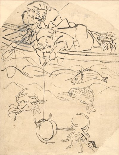 Daikoku en Ebisu, Twee van de Zeven Goden van Geluk door Utagawa Kuniyoshi